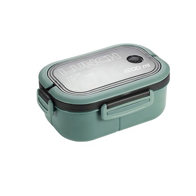 Factory Wholesale 1200ml Food Storage Container Plastic Double Layer Bento Box Kids Adult Leak Proof Lunch Box