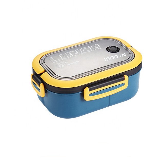 Factory Wholesale 1200ml Food Storage Container Plastic Double Layer Bento Box Kids Adult Leak Proof Lunch Box