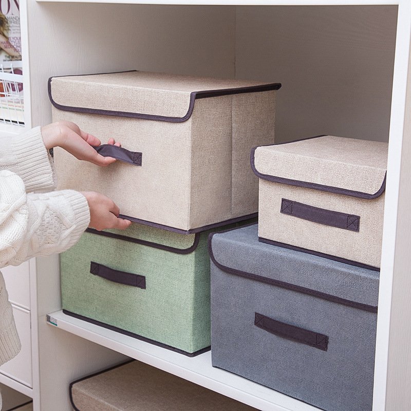 Foldable Home Sundries Toys Storage Basket Toys Storage Cube Cabinet Underwears Toys Storage Box with Lid