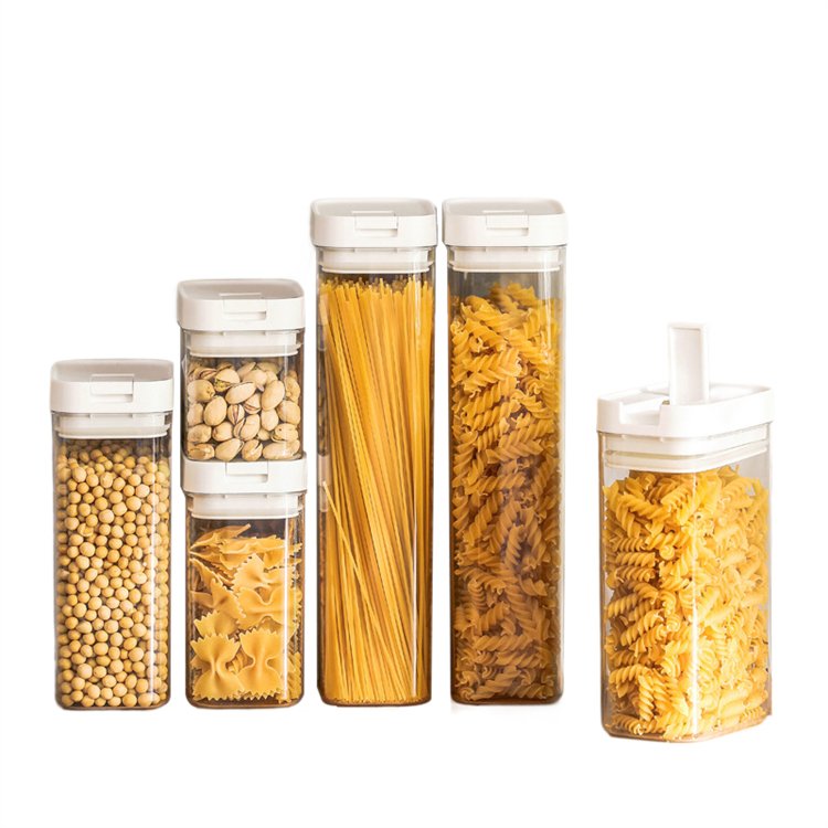 Stackable Airtight Food Storage Containers Set BPA Free Clear Plastic Kitchen & Pantry Cereal Organization Canisters with Lids