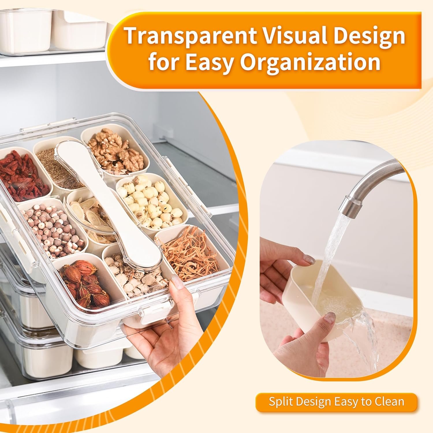 Divided Storage Box Snackle Box Charcuterie Container Portable Snack Platters Transparent Container for Sweets Fruits Trail Mix