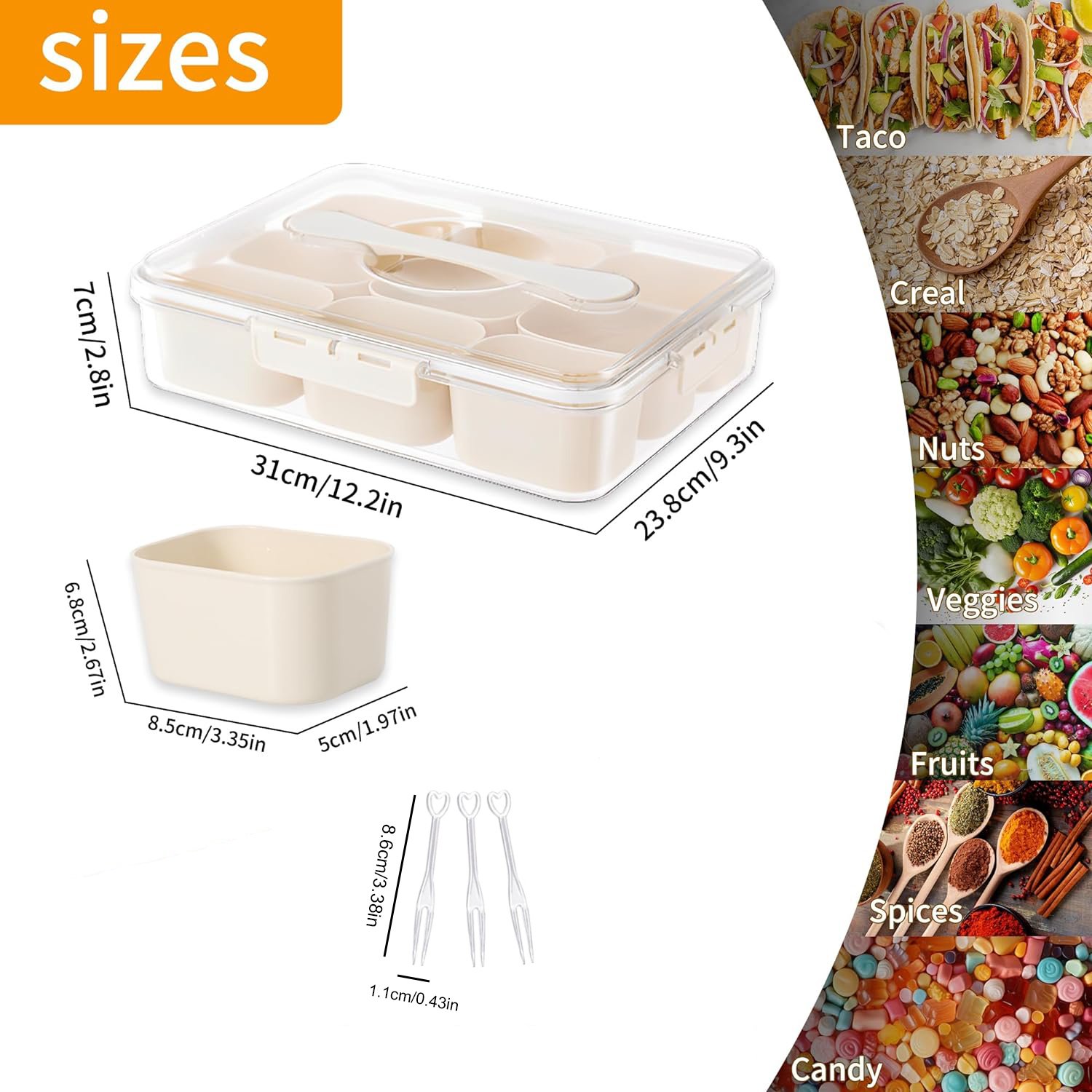 Divided Storage Box Snackle Box Charcuterie Container Portable Snack Platters Transparent Container for Sweets Fruits Trail Mix