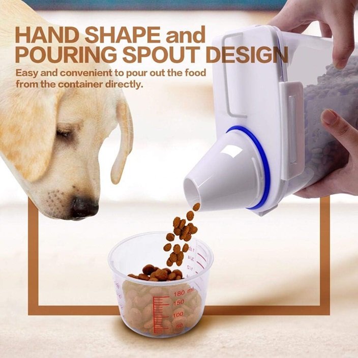 Handle Design Dog Food Storage Container 2-5 lbs Airtight Cat Food Container with Spout&Measuring Cup portable Pet Food FreshBox