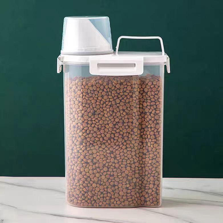 Handle Design Dog Food Storage Container 2-5 lbs Airtight Cat Food Container with Spout&Measuring Cup portable Pet Food FreshBox
