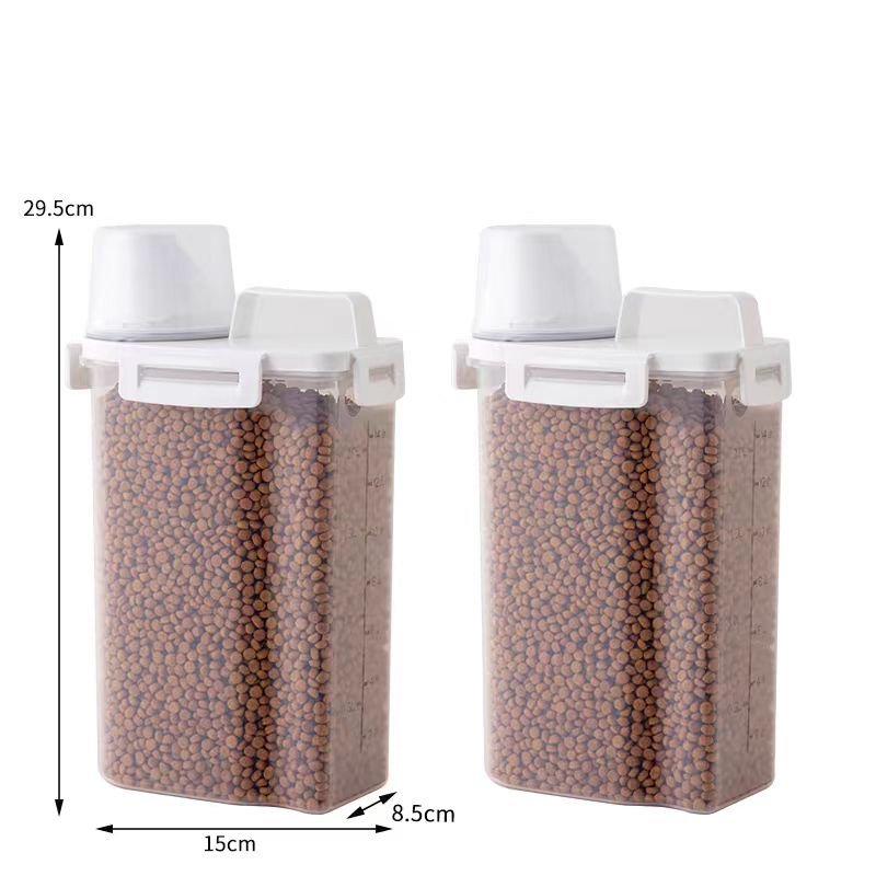 Handle Design Dog Food Storage Container 2-5 lbs Airtight Cat Food Container with Spout&Measuring Cup portable Pet Food FreshBox