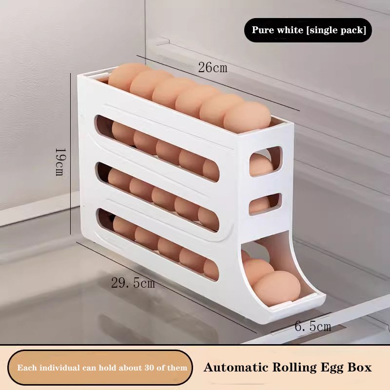 Dual Layer Automatic Egg Roller Refrigerator Side Door Egg Storage Box with Slide Premium Product for Efficient Storage