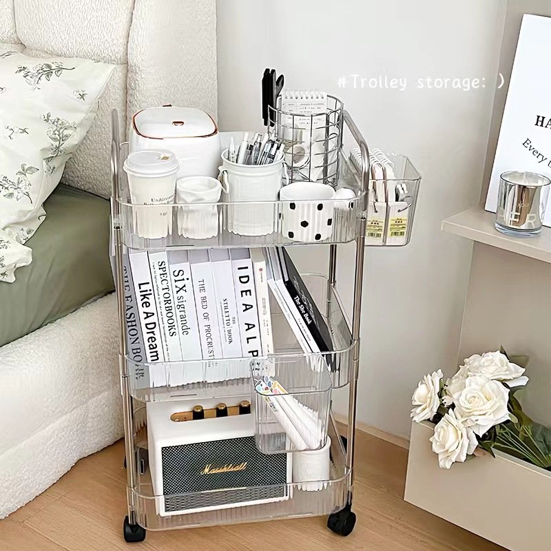 Customized Bedroom Classroom Office Supplies Organizer Storage Cart Trolley 3 Tier Storage Rolling Cart With Drawers