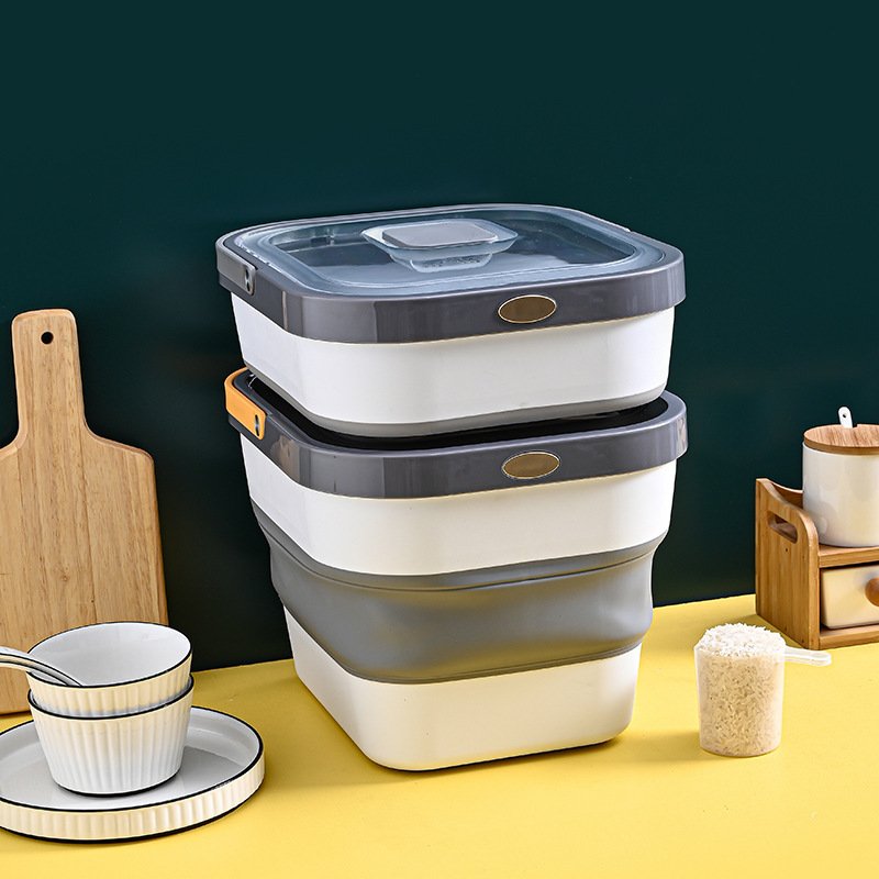 Durable Grain storage container Collapsible Plastic Storage Bin For Dry Dog And Cat Food Rice Bucket Storage With Lid And Handle