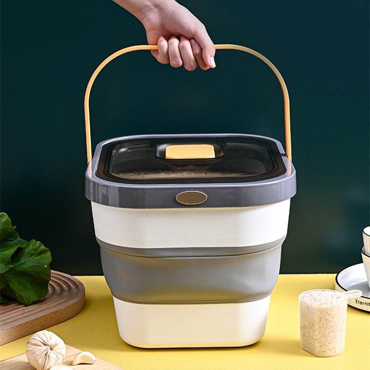 Durable Grain storage container Collapsible Plastic Storage Bin For Dry Dog And Cat Food Rice Bucket Storage With Lid And Handle
