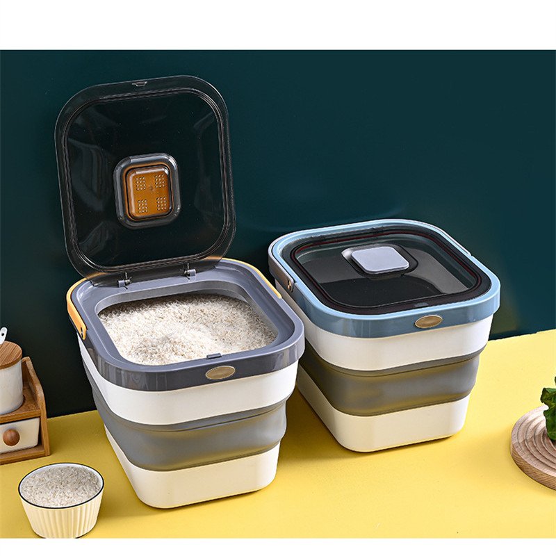 Durable Grain storage container Collapsible Plastic Storage Bin For Dry Dog And Cat Food Rice Bucket Storage With Lid And Handle