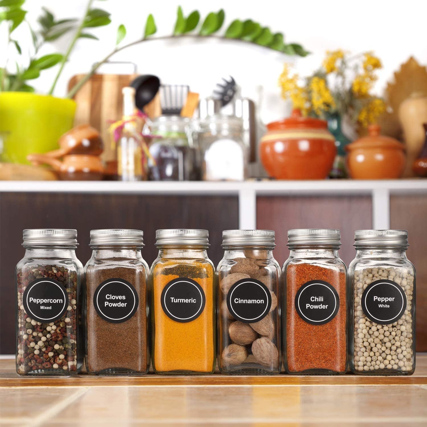 4 oz Glass Spice Jars with Metal Lids, Spices Jar 120ml Empty Square Containers Seasoning Storage Bottles