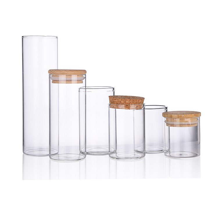 Borosilicate Airtight Glass Storage Jar With Bamboo Lid For Dried Fruit Food Grain