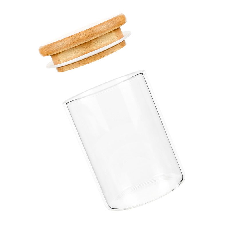 Borosilicate Airtight Glass Storage Jar With Bamboo Lid For Dried Fruit Food Grain