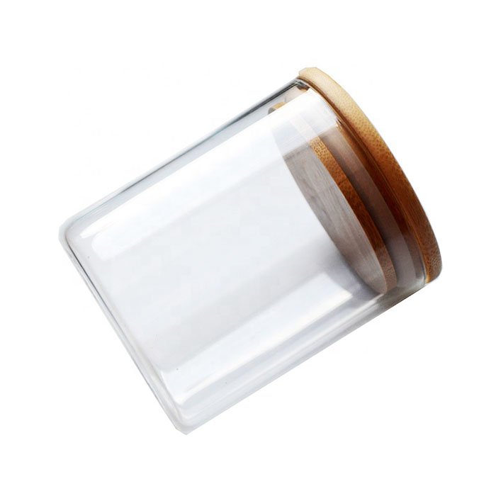 Borosilicate Airtight Glass Storage Jar With Bamboo Lid For Dried Fruit Food Grain