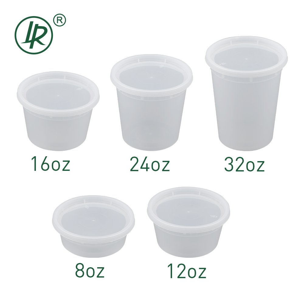 LR 12 oz Microwavable Freezer Safe Round Disposable PP Deli Food Container with Lid