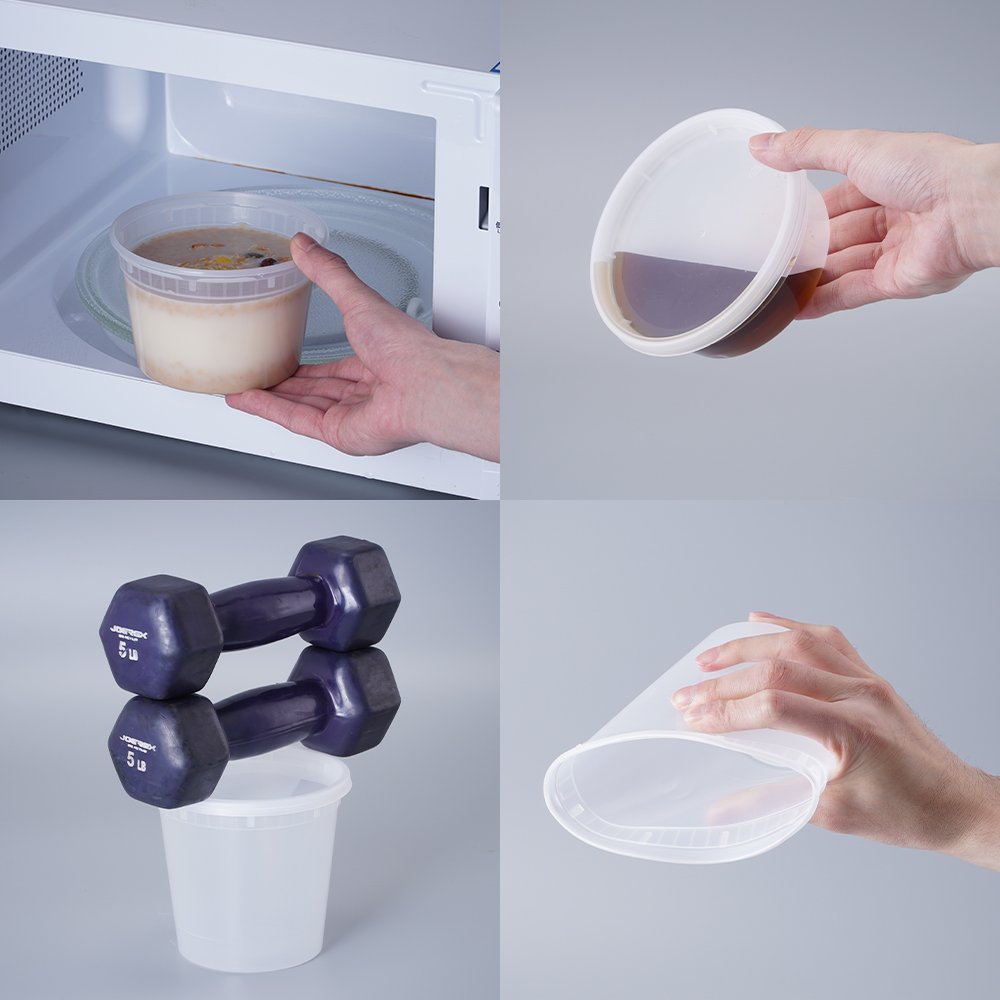 LR 12 oz Microwavable Freezer Safe Round Disposable PP Deli Food Container with Lid