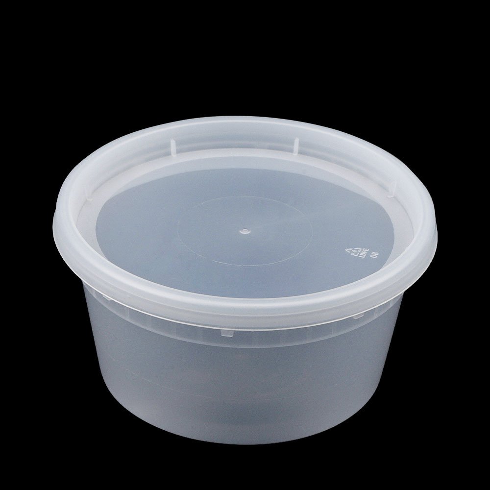 LR 12 oz Microwavable Freezer Safe Round Disposable PP Deli Food Container with Lid
