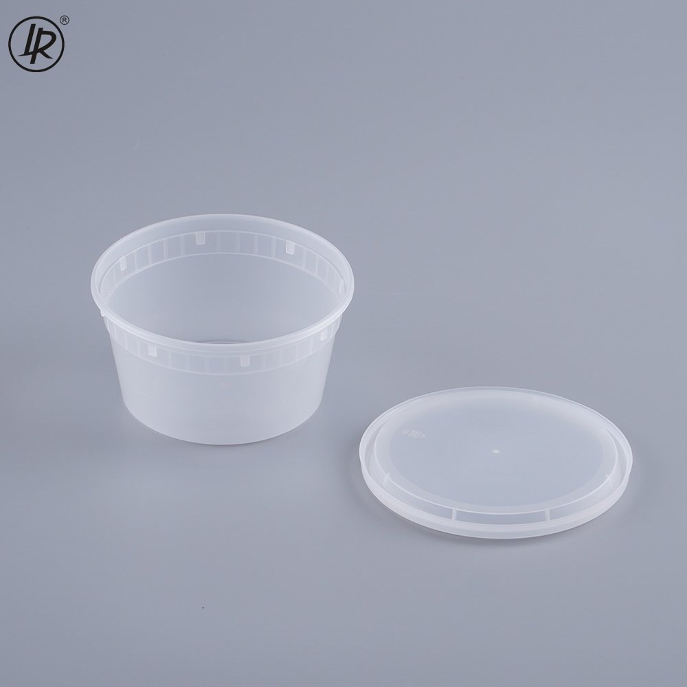 LR 12 oz Microwavable Freezer Safe Round Disposable PP Deli Food Container with Lid