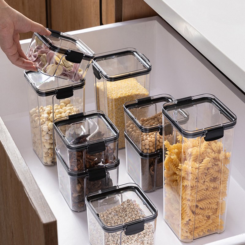 Plastic Airtight Food Storage Container Kitchen Clear Food Box Bins with LIid Storage Container Food