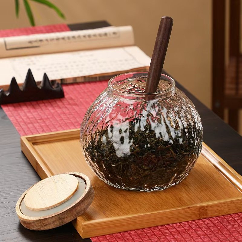 Glass Food Storage Tank Snack Bottle Holder with Lid Canister Kitchen Supplies Glass Sealed Nut Storage Jar