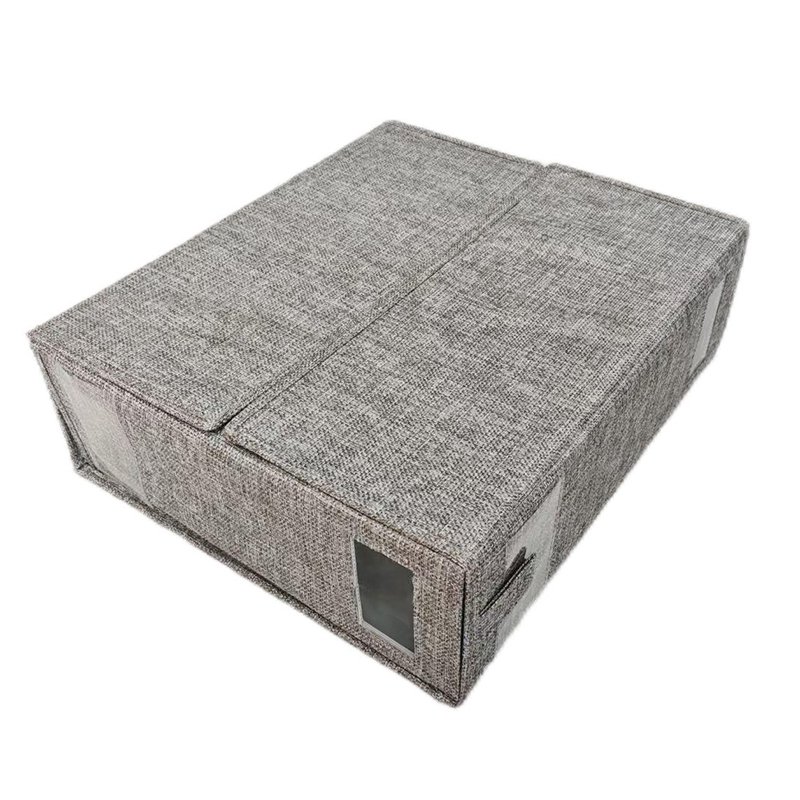 Foldable bedding sheet storage box with window closet bed sheet organizer set containers for blankets quilt pillow cubes