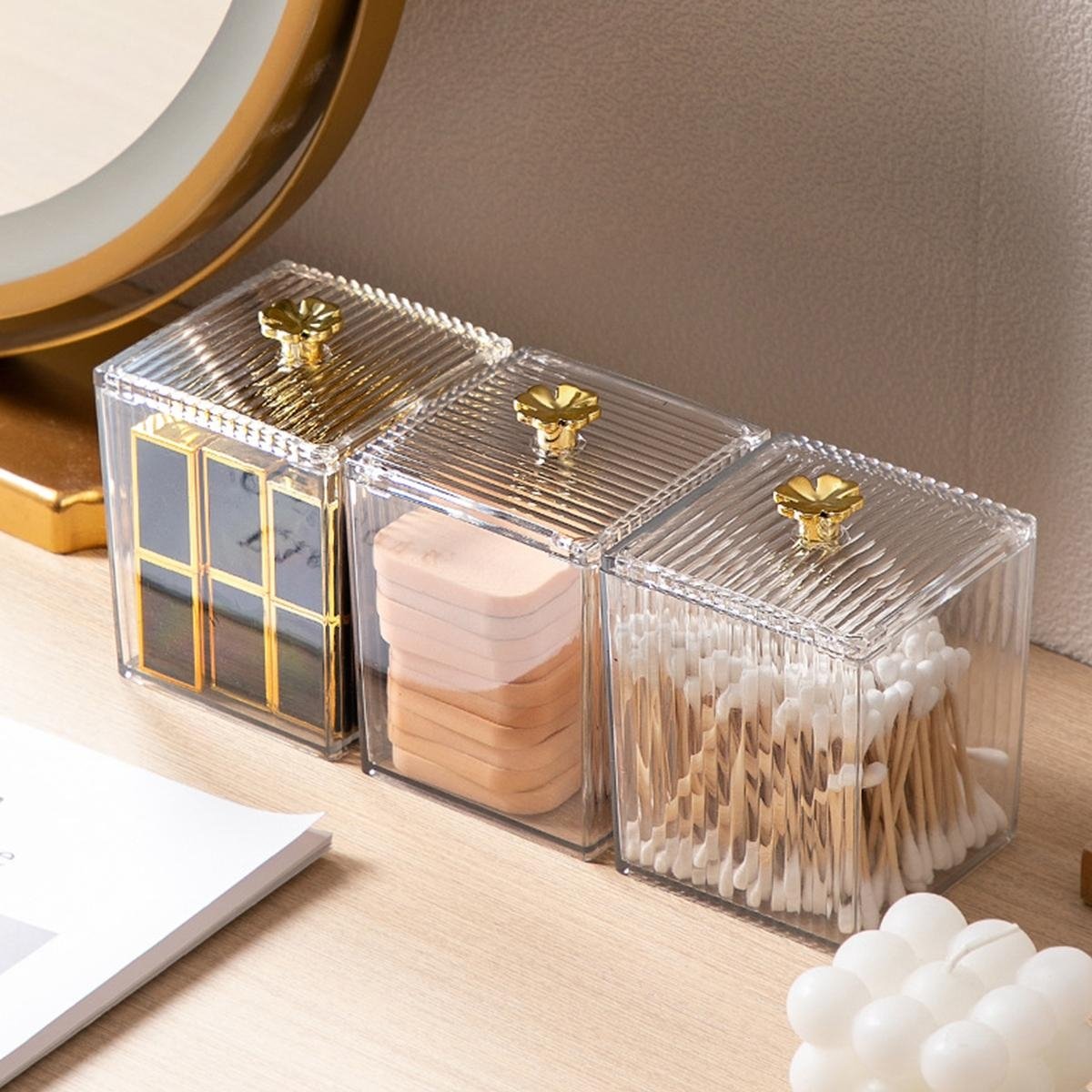 Multi-Functional PET Plastic Canister Lid Clear Cotton Ball Swab Organizer Folding Makeup Storage Food Dispenser Capacity 5kg