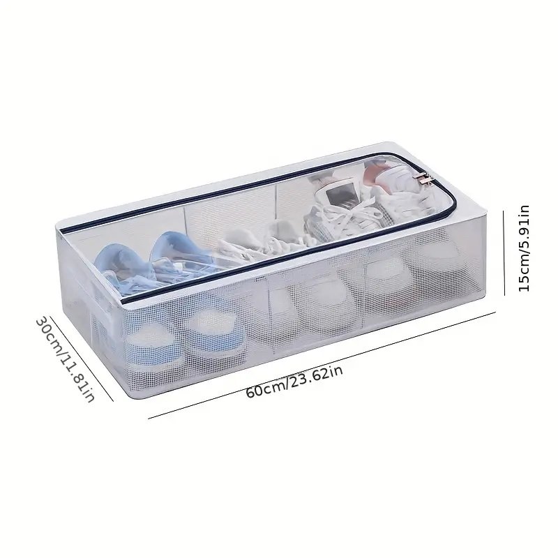 Transparent plastic grid storage box with reinforced handles: waterproof, moisture-proof, suitable for shoes, clothes and toys