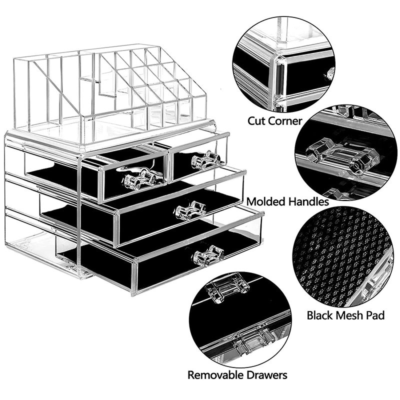 Wholesale Clear Multifunction Space Saving Cosmetic organizer Box Jewelry Makeup Drawer Organizer Storage Box