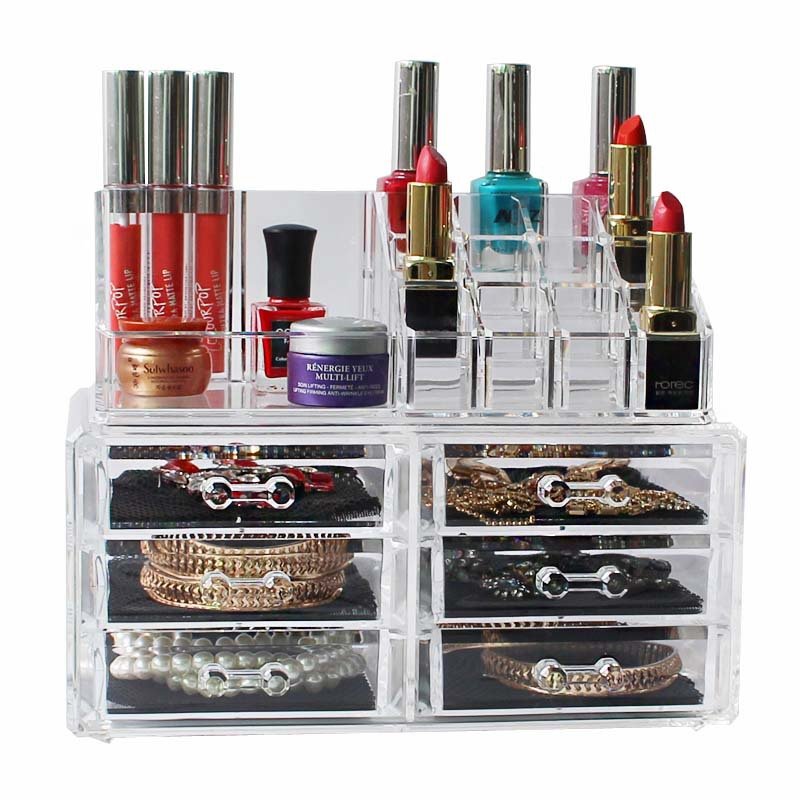 Wholesale Clear Multifunction Space Saving Cosmetic organizer Box Jewelry Makeup Drawer Organizer Storage Box
