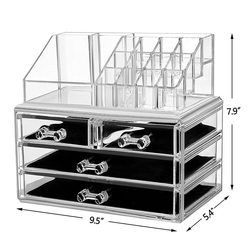 Wholesale Clear Multifunction Space Saving Cosmetic organizer Box Jewelry Makeup Drawer Organizer Storage Box