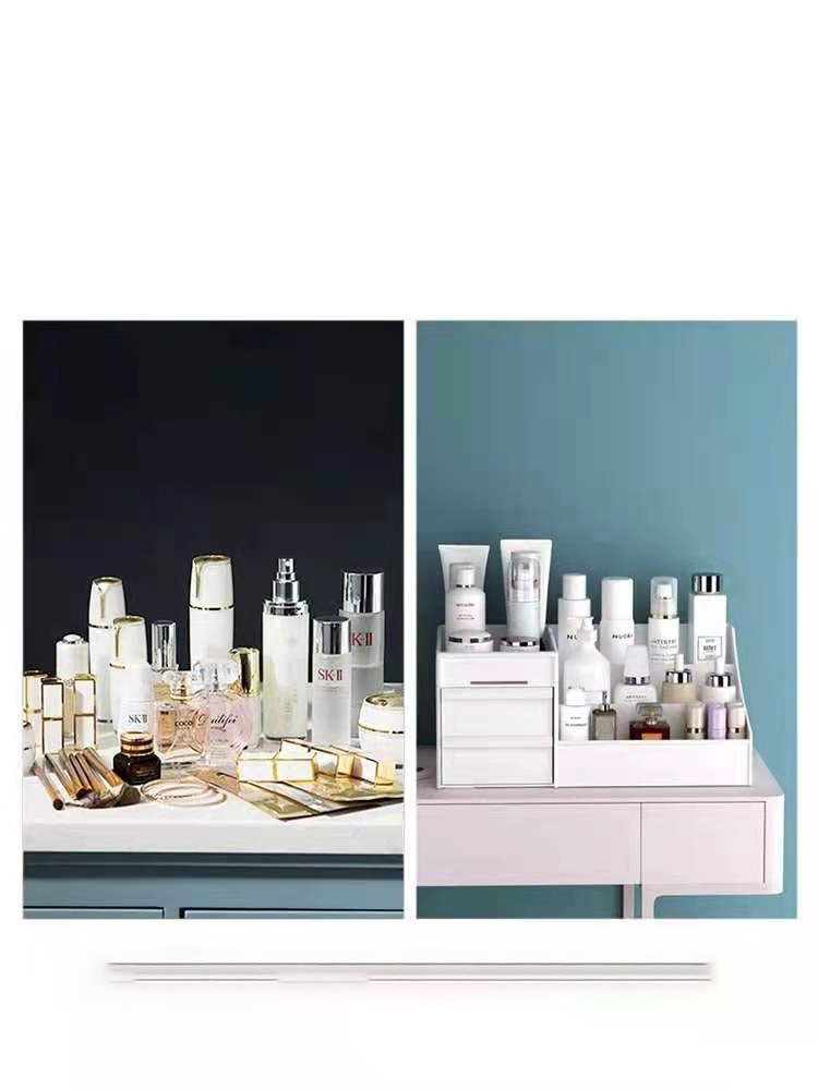 Custom Desktop Stationery Organizer Cosmetics Makeup Multifunctional Storage Box Plastic Drawer Storage For Office