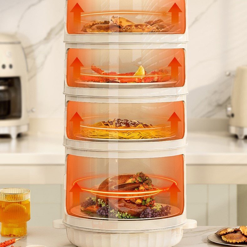 dust and fly proof Kitchen Dustproof Thermal Insulation Food Storage Box Plastic Multi-layer Food Cover dish plate cover
