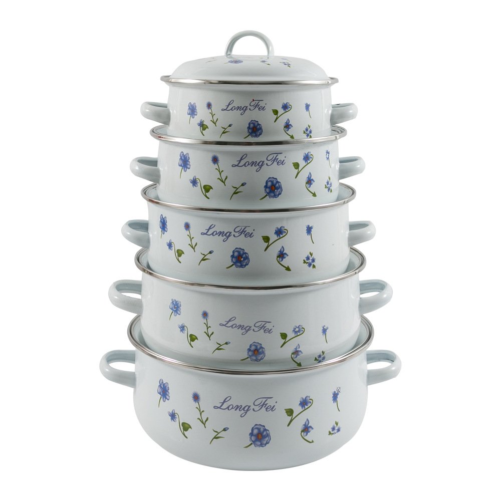 Hot selling cheap kitchen jars storage set kitchen 16/18/20/22/24CM 5sets enamel casserole Lunch Box