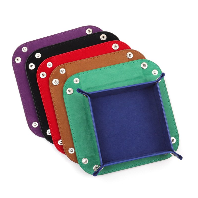 Factory Directly Supply Custom Logo Luxury Function Jewelry Folding Storage Tray Foldable Home Hotel Travel Pu Leather Dice Tray