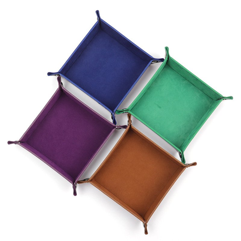 Factory Directly Supply Custom Logo Luxury Function Jewelry Folding Storage Tray Foldable Home Hotel Travel Pu Leather Dice Tray