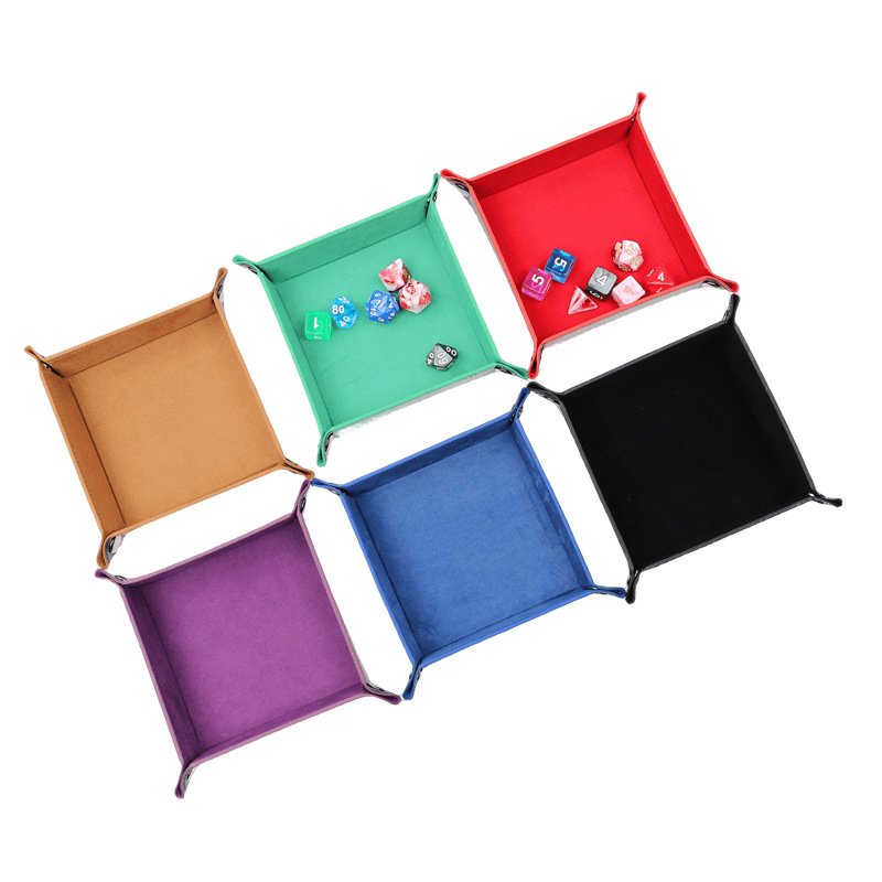 Factory Directly Supply Custom Logo Luxury Function Jewelry Folding Storage Tray Foldable Home Hotel Travel Pu Leather Dice Tray