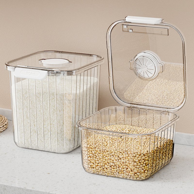 5kg Cereal Dry Food Storage Containers Plastic Kitchen Rice Grain Storage Container Camping Multifunction CLASSIC Square Kangyi