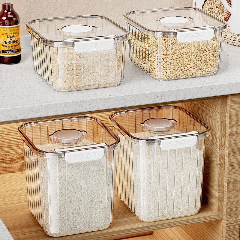 5kg Cereal Dry Food Storage Containers Plastic Kitchen Rice Grain Storage Container Camping Multifunction CLASSIC Square Kangyi