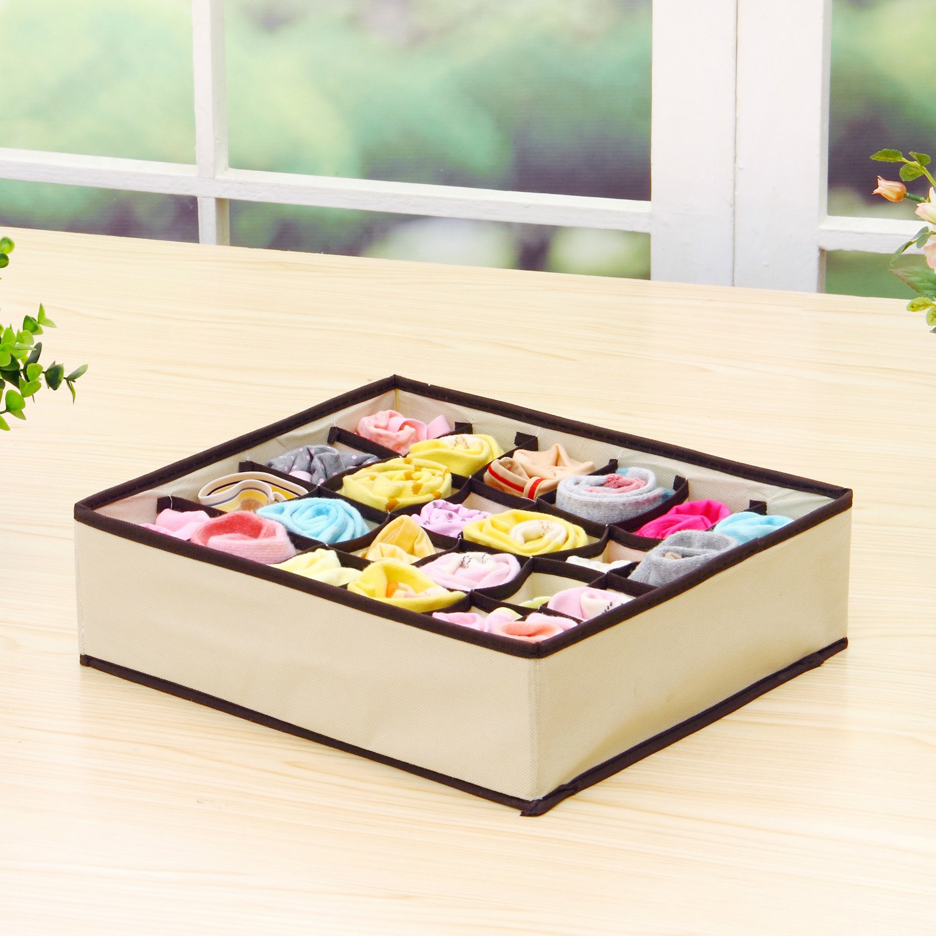 6, 7, 8, 24 grid beige rose red underwear storage box, sock storage box