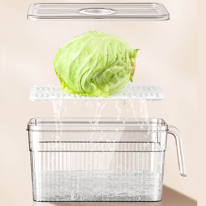 Kitchen Fresh Clear Plastic Storage Box with Lid PET Food Fruits Vegetable Fridge Refrigerator Organizer Storage Container
