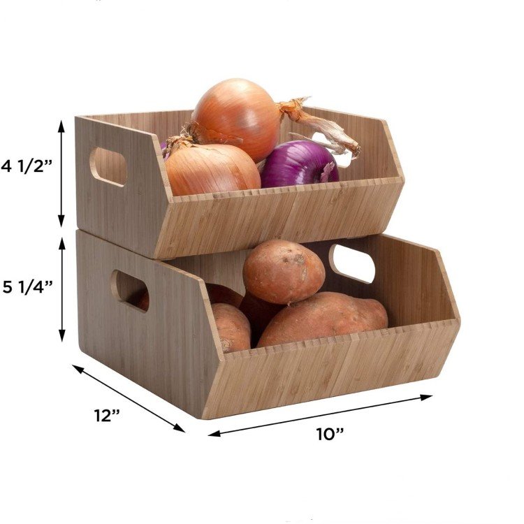 Hot selling Bamboo kitchen storage rack fruit storage shelf