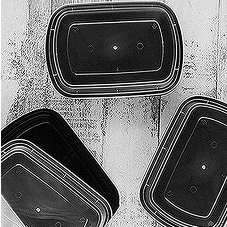 High Quality Premium Black Plastic Fast Food Container With Air Tight Lid