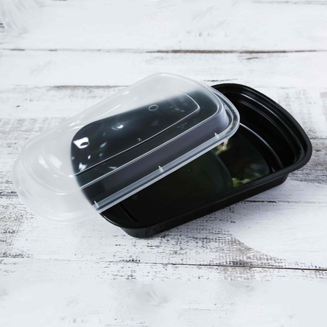 High Quality Premium Black Plastic Fast Food Container With Air Tight Lid