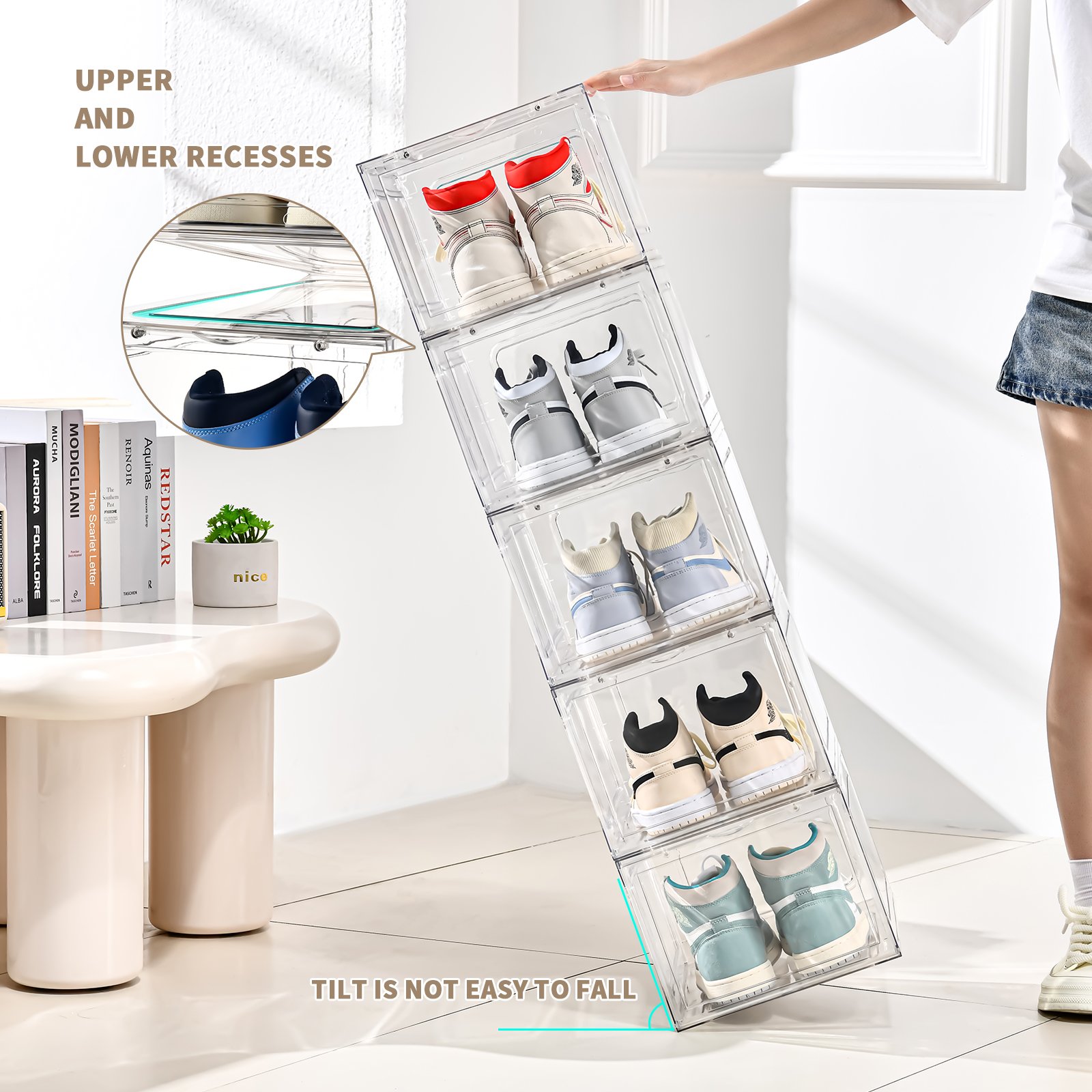 Shoes box stackable wholesale transparent plastic clear acrylic sneaker organizer shoes storage box