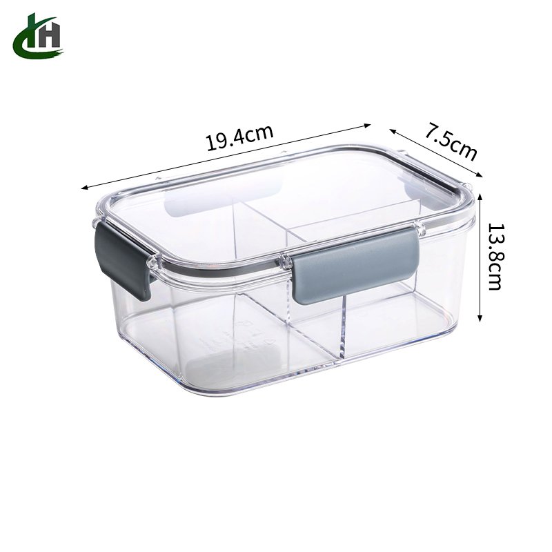 Microwave Safe Fresh Food Storage Container Lock Airtight 3 compartments Plastic Food Crisper Lunch Box
