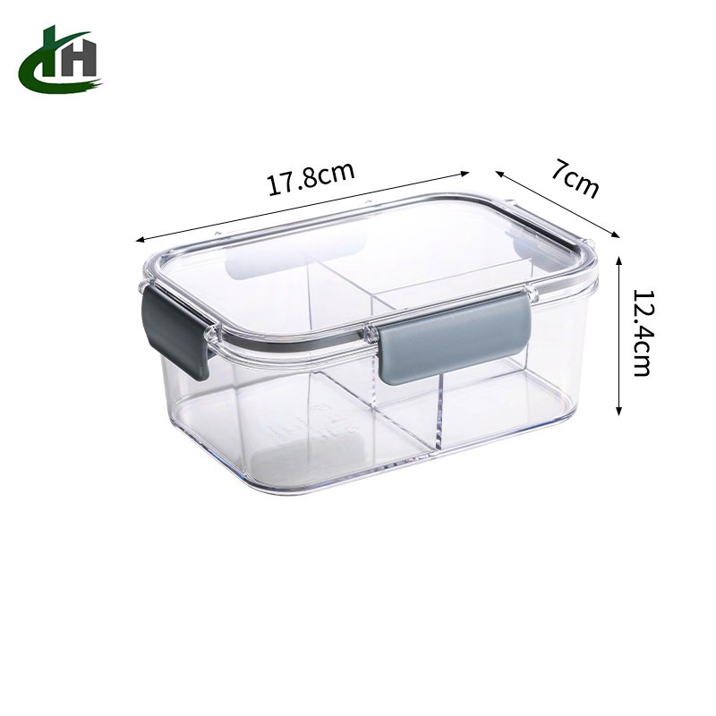 Microwave Safe Fresh Food Storage Container Lock Airtight 3 compartments Plastic Food Crisper Lunch Box