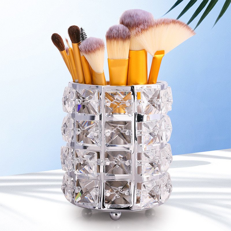 Luxury Crystal Decor Storage Box Premium Metal Frame Jewelry Box Classic Metal Pencil Holder Premium Metal Frame Jewelry Storage