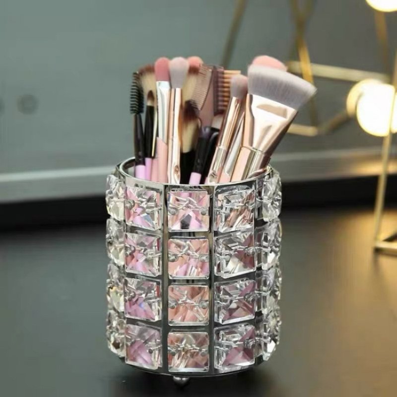 Luxury Crystal Decor Storage Box Premium Metal Frame Jewelry Box Classic Metal Pencil Holder Premium Metal Frame Jewelry Storage