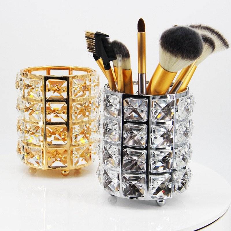 Luxury Crystal Decor Storage Box Premium Metal Frame Jewelry Box Classic Metal Pencil Holder Premium Metal Frame Jewelry Storage