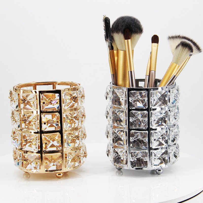 Luxury Crystal Decor Storage Box Premium Metal Frame Jewelry Box Classic Metal Pencil Holder Premium Metal Frame Jewelry Storage